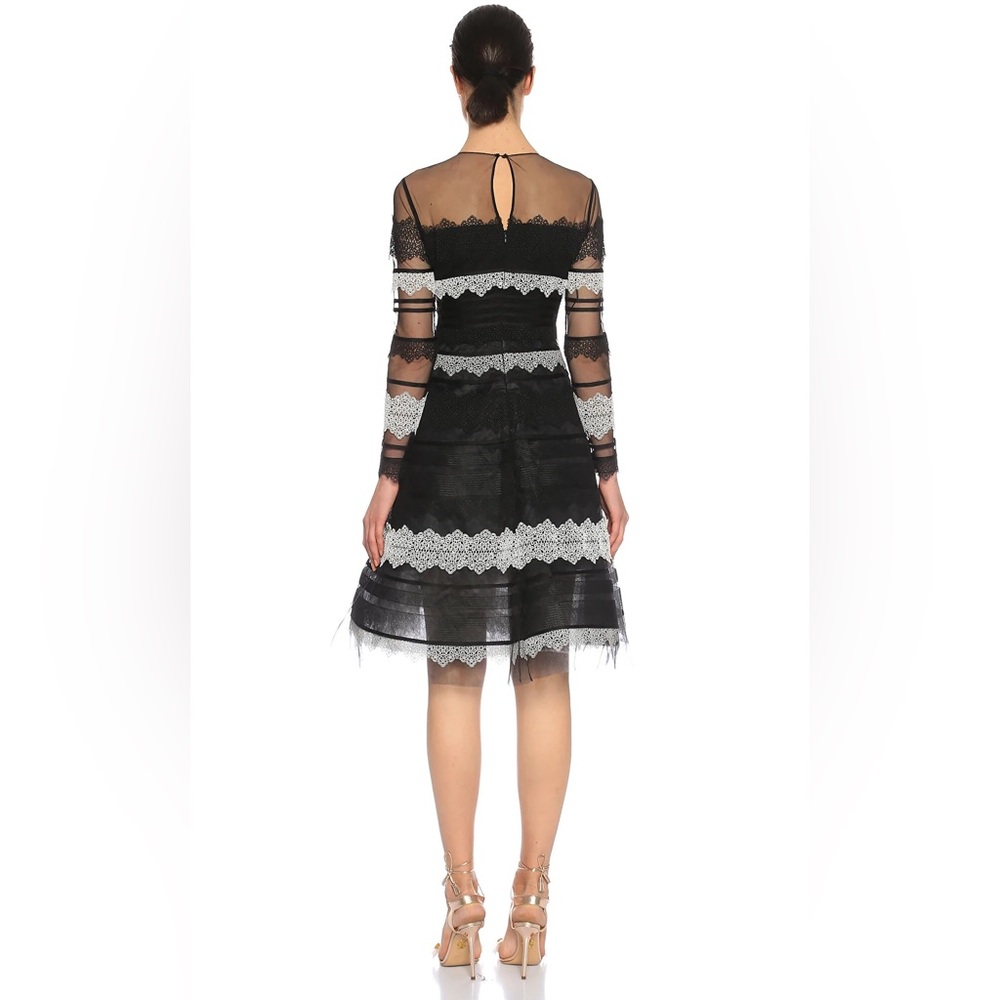 Sachini + Babi Elegant Black and White MIDI Dress with Sleeves Like New - Picture 4 of 12
